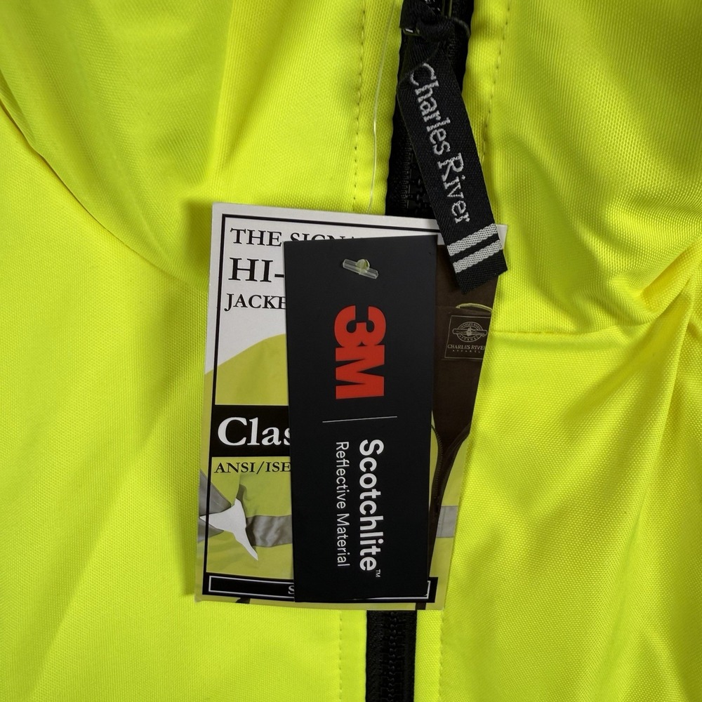 Charles River Hi Vis Jacket Cost Lime Green XL (9732) New *logo* - Picture 3 of 10